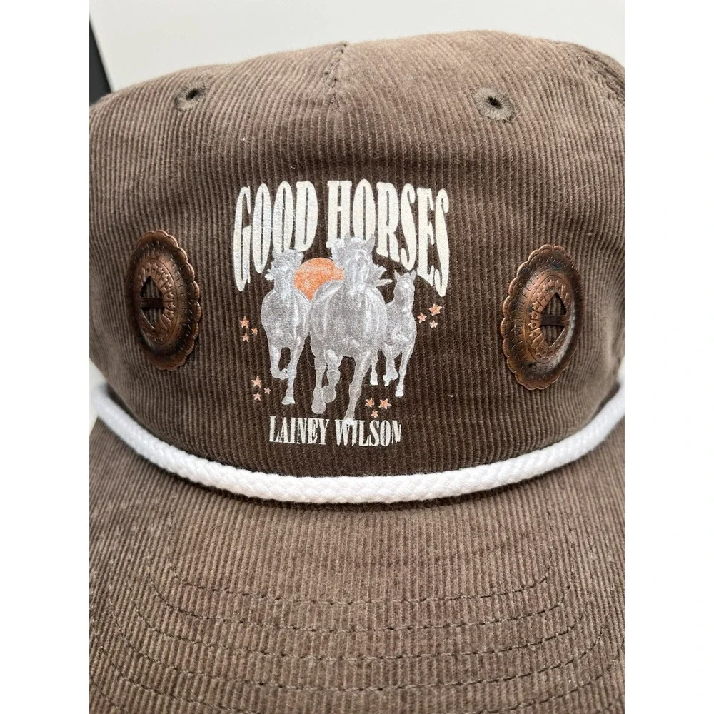 Lainey Wilson Hat Unisex‎ OSFM Brown Good Horses Corduroy Rope Concho